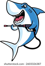 Blue Shark using High Pressure Water Gun