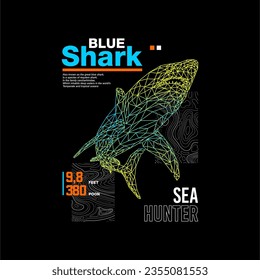 blue shark vintage vector tshirt design