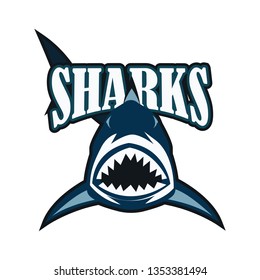 Blue Sharks Logo Isolated On White Stock Vector (Royalty Free ...