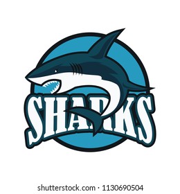 blue sharks logo with text space for your slogan / tag line, vector illustration