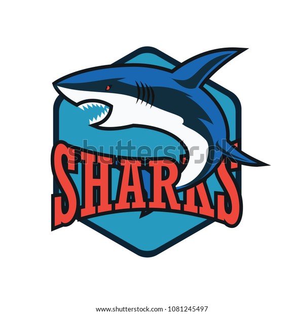 Blue Sharks Logo Vector Illustration Stock Vector (Royalty Free) 1081245497