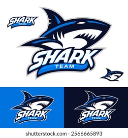 Blue Sharks Sports Team Logo Vector