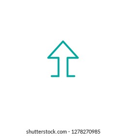 blue sharp arrow up. Line icon isolated on white. Upload icon.  Upgrade sign. North pointing arrow.