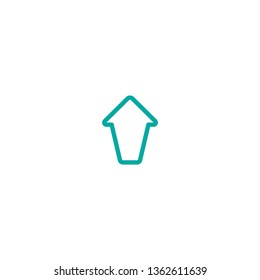 blue sharp arrow up. Line icon isolated on white. Upload icon.  Upgrade sign. North pointing arrow.