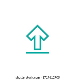 blue sharp arrow up. Line icon isolated on white. Upload icon.  Upgrade sign. North pointing arrow.