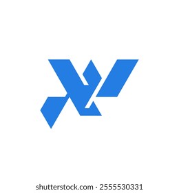Blue Sharp Edge N W Monogram Industrial Logo Design Vector