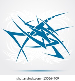 Blue Sharp tribal tattoo.