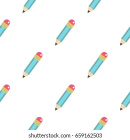 Blue sharpened pencil with eraser pattern seamless for any design vector illustration