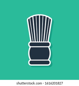 Blue Shaving brush icon isolated on green background. Barbershop symbol.  Vector Illustration