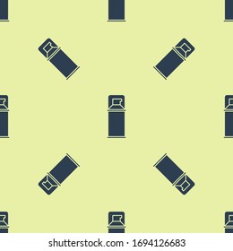 Blue Shaving gel foam icon isolated seamless pattern on yellow background. Shaving cream.  Vector Illustration