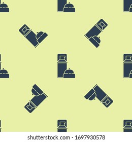 Blue Shaving gel foam icon isolated seamless pattern on yellow background. Shaving cream.  Vector Illustration