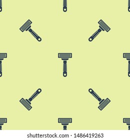 Blue Shaving razor icon isolated seamless pattern on yellow background.  Vector Illustration