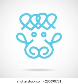 Blue sheep icon. Creative logo graphic element. Modern flat style design. Vector illustration. Isolated on gradient white background