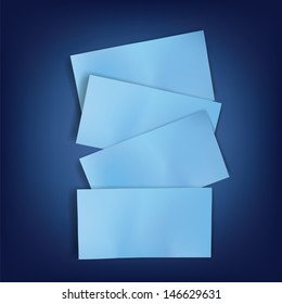 blue sheet of paper with shadow template blank note page for message on vector background