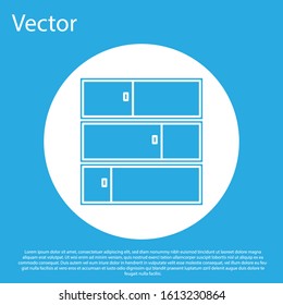 Blue Shelf icon isolated on blue background. Shelves sign. White circle button. Vector Illustration