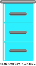 Blue shelf, illustration, vector on white background.