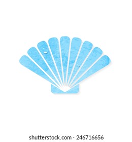 Blue shell icon in watercolor style with drops