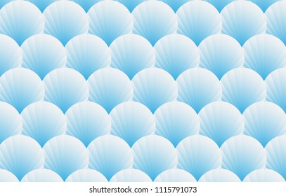 Blue shell pattern. Asian traditional ornament with repeated circle. 