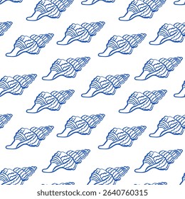 Blue shell pattern design featuring intricate details on a clean white background