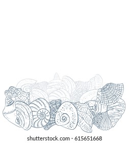 Blue shells on white background