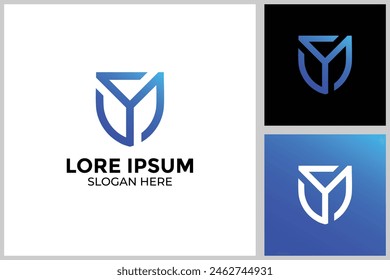 Blue shield in abstract style