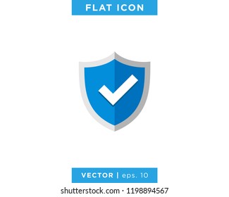 Blue Shield and Check Mark Icon Vector Logo Design Template.