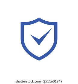 Icono de marca de verificación de escudo azul. Ilustración vectorial