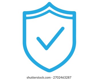 Escudo azul con marca de verificación que representa seguridad, protección, seguridad y confianza en un diseño moderno y minimalista adecuado para diversas aplicaciones y Sitios web