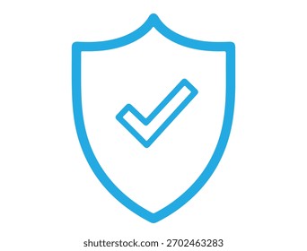 Blauer Schild mit Häkchen Symbol für Schutz, Sicherheit, Sicherheit, Garantie, Zuverlässigkeit und Vertrauen Vektorgrafik eines modernen Designs für Unternehmen