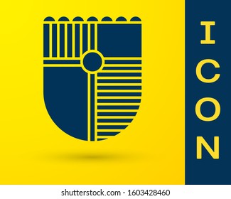 Blue Shield for game icon isolated on yellow background.  Vector Illustration