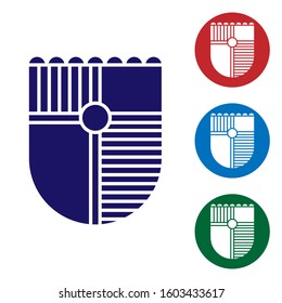 Blue Shield for game icon isolated on white background. Set color icons in circle buttons. Vector Illustration