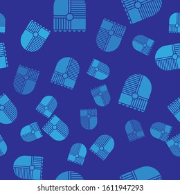 Blue Shield for game icon isolated seamless pattern on blue background.  Vector Illustration