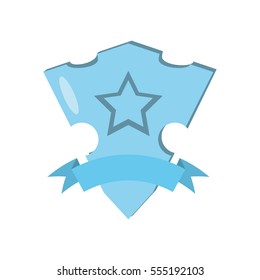 blue shield glossy star and blue ribbon vector illustration eps 10