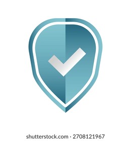 Icono de escudo azul. Símbolo de marca de verificación. Vector de tick de éxito. Insignia de seguridad.