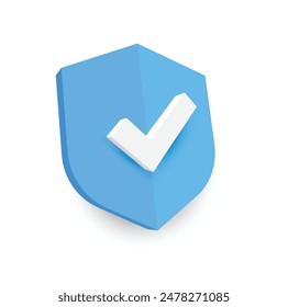 Blue shield icon design with checked sign. Personal data protection, security icon, encryption icon design. Vector illustration.