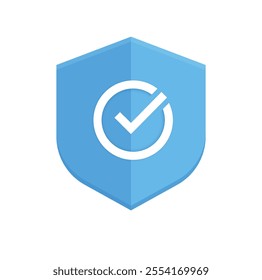 Blue shield icon design with checked sign. Personal data protection, security icon, encryption icon design. Vector illustration	
