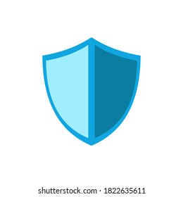Blue shield icon design. Flat vector design isolated on background
