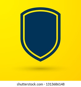 Blue Shield icon isolated on yellow background. Guard sign. Vector Illustration