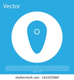 Blue Shield icon isolated on blue background. Guard sign. Security, safety, protection, privacy concept. White circle button. Vector Illustration