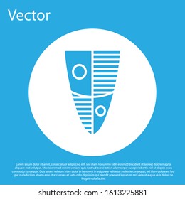 Blue Shield icon isolated on blue background. Guard sign. Security, safety, protection, privacy concept. White circle button. Vector Illustration