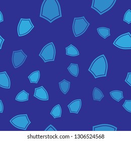 Blue Shield icon isolated seamless pattern on blue background. Guard sign. Vector Illustration