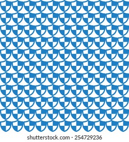 Blue shield icon seamless pattern