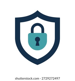 Icono de escudo azul asegura candado turquesa que simboliza la seguridad