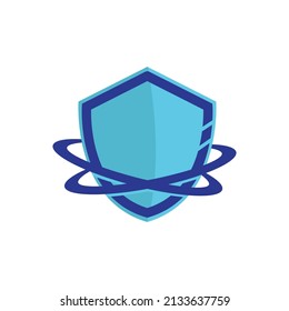 ilustración vectorial de icono del escudo azul, rodeada por círculo