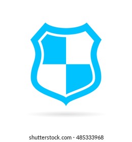 Blue shield icon vector illustration isolated on white background. Shield vector icon. Secure shield icon, security concept.