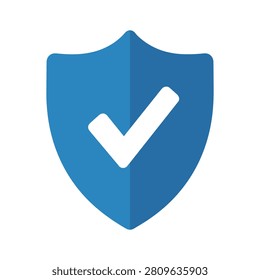 A blue shield icon with a white checkmark, symbolizing protection, security, and democracy.