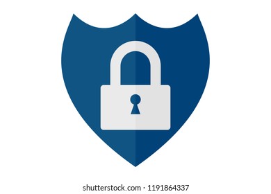 Blue shield with information security padlock.