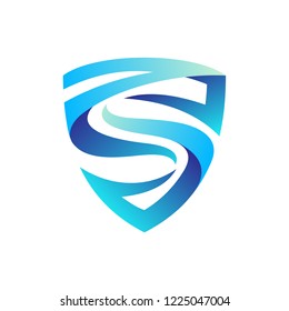 blue shield initial/letter s logo design with 3d graphic style