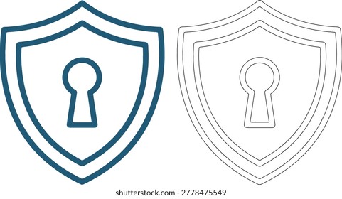 Blue shield with keyhole and outline shield with keyhole