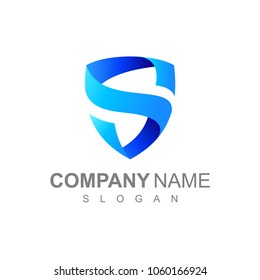Blue Shield Letter S, Initial Logo Design Ready For Use